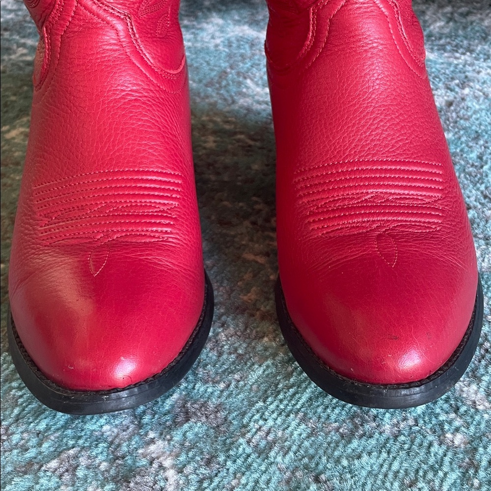 Ariat Vibrant Red Leather Western Boots - Picture 3 of 14